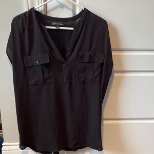 INC International Concepts Black V-Neck Top